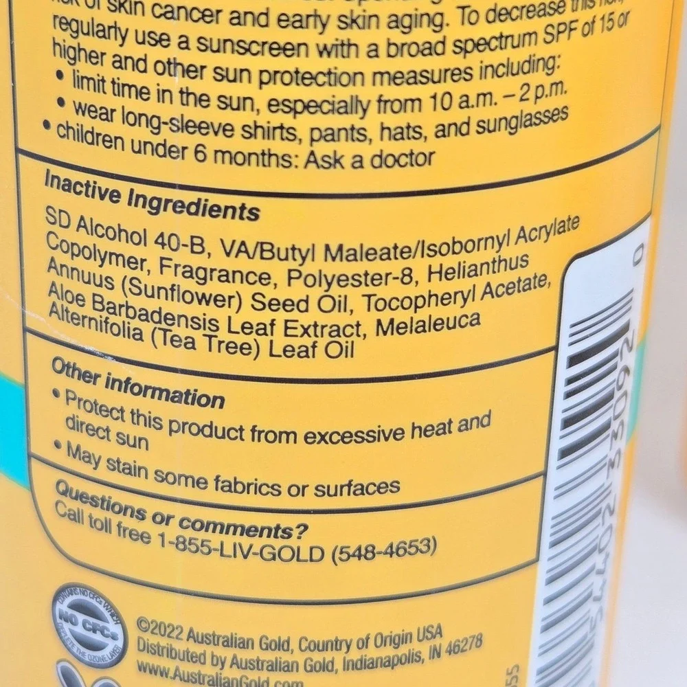 Australian Gold SPF 15 Ultimate Hydration Continuous Spray Sunscreen‎ 6oz 3 Pack